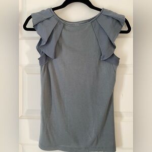 LOFT Women's Ruffled Sleeve Blouse - Gray